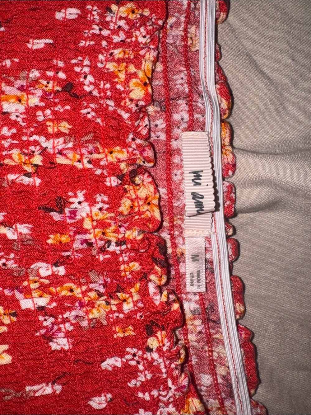 Urban Outfitters Red Floral off shoulder top with Yellow & White Accents